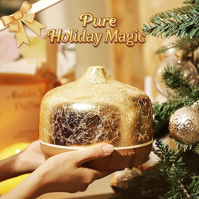 Porseme 500ml Essential Oil Diffuser Gold Plated Glass Aromatherapy Ultrasonic Humidifier - Auto Shut-Off, BPA Free for Home Hotel Yoga SPA Gift - Image 6