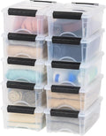 IRIS USA 6 Qt Stackable Plastic Storage Bins with Lids, 10 Pack - BPA-Free, Made in USA - See-Through Organizing Solution, Latches, Durable Nestable Containers, Secure Pull Handle - Clear by IRISUSA