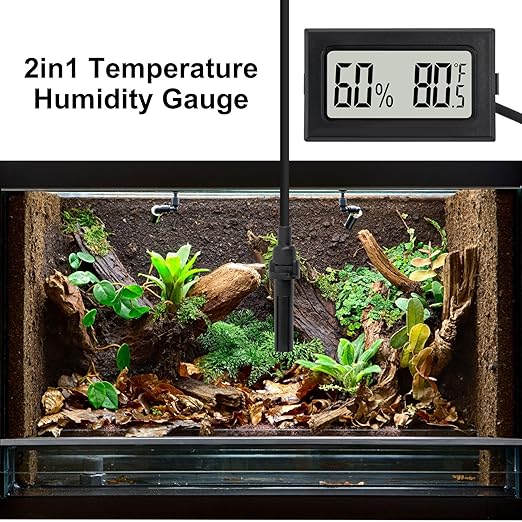 3Pcs Mini Digital Thermometer Hygrometer with Probe Electronic Temperature Humidity Gauge Meters Indoor LCD Display Fahrenheit for Humidors,Greenhouse,Garden,Incubator Reptile Terrarium - Image 6