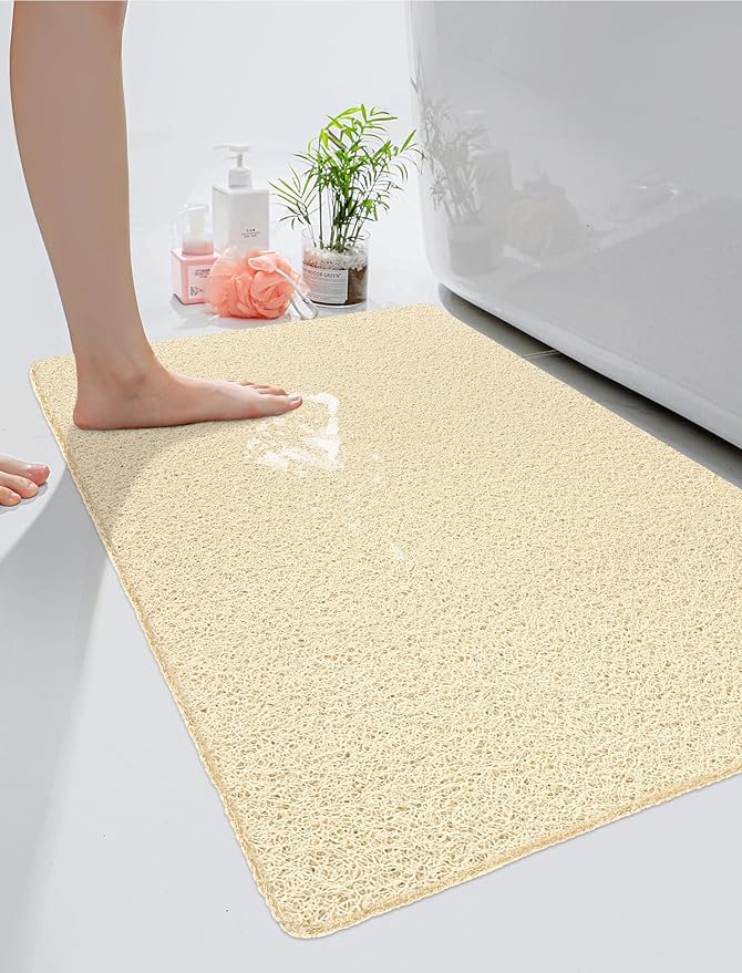 Large Shower Mat, Yonala 23.6 x 35.4 Inch Non Slip Shower Mats for Inside Shower, Soft PVC Loofah Shower Floor Mat, Quick Drying, Easy Clean by Yonala