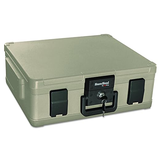 FireKing SureSeal Fire Safe with Key Lock, 1 Hour Fire Rated, UL Rated & 100 Hour Water Resistant Home Safe, Portable Home Safes, Taupe - Image 4