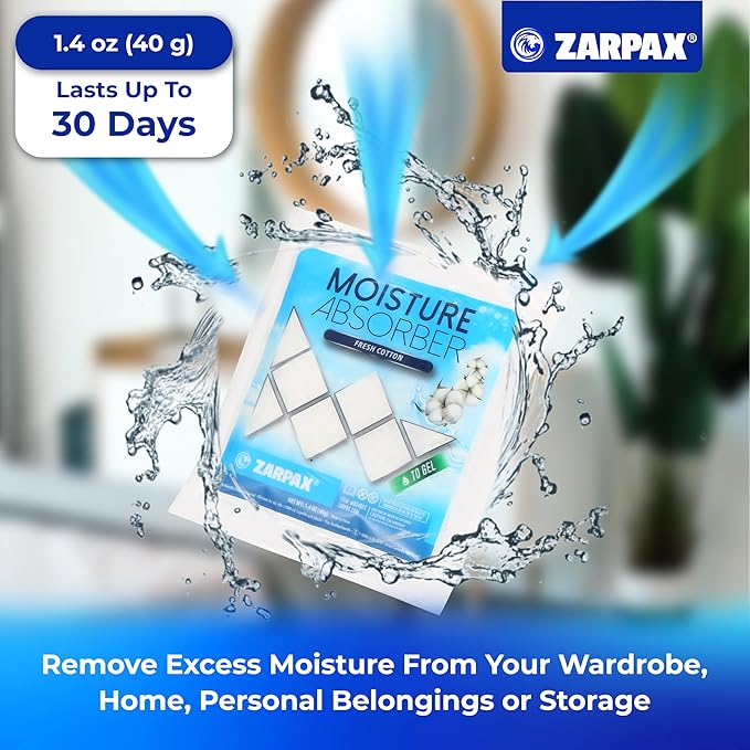 Moisture Absorber Sachets Fresh Cotton 1.4 oz/40g - Remove Excess Moisture In Air & Odor - Desiccant Dehumidifier for Closet, Drawer, Safe, Storage - Dampness & Humidity Control - Set of 15 - Image 3