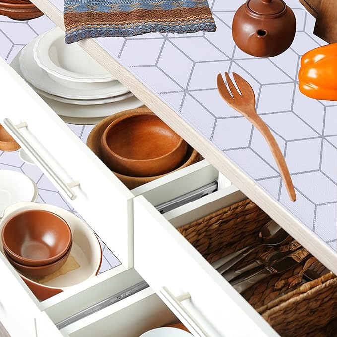 Shelf Liners for Kitchen Cabinet 18 Inch Wide X 20 Ft Non Adhesive Drawer Liner Non Slip Water Oil-Proof Strong Grip Pantry Refrigerator Shelves Liner Bathroom Drawer Mat Cupboard Closet Liner - Image 7
