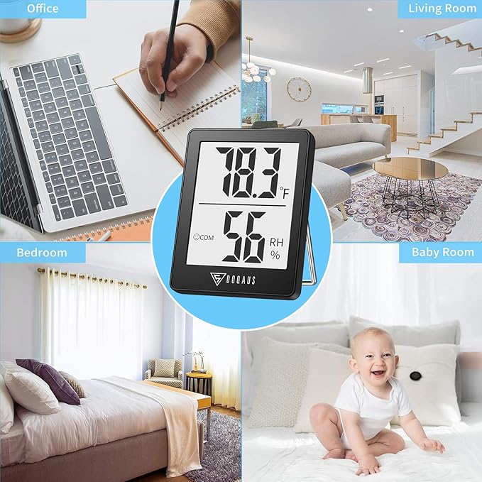 DOQAUS Humidity Meter, 2 Pack Room Thermometer Indoor, Hygrometer with 5s Fast Refresh, Temperature Humidity Monitor Meter for Baby Room, Living Room, Basement, Greenhouse, Office - Image 8