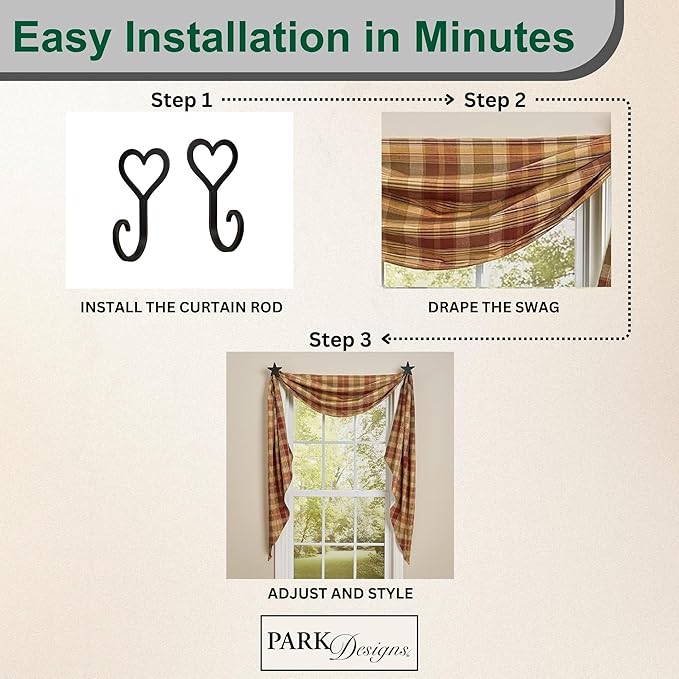Park Designs Fishtail Swag Curtains - Saffron, 145" x 25" | Extra Long Window Scarf | 100% Cotton | Primitive & Traditional Home Decor - Image 4
