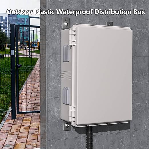 Electrical Junction Box, Ventilated Design, Cable Grommets, Indoor/Outdoor Use with Mounting Panel & Hinged Cover. Waterproof IP 65. (Grey Cover, 19.7"x15.7"x7.9") - Image 3