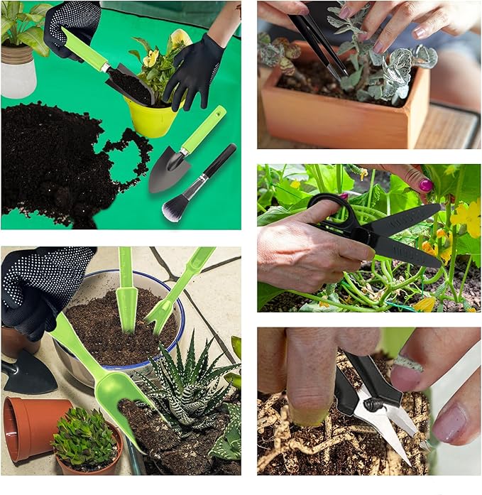 WNJ Plant Repotting Mat for Garden, 2 PCS Waterproof Potting Mats, Foldable Indoor Plant Mat, Portable Mini Garden Tool Set, 12 PCS Succulent Garden Tool Set,Square Garden Potting Tray,Gifts for Women - Image 6
