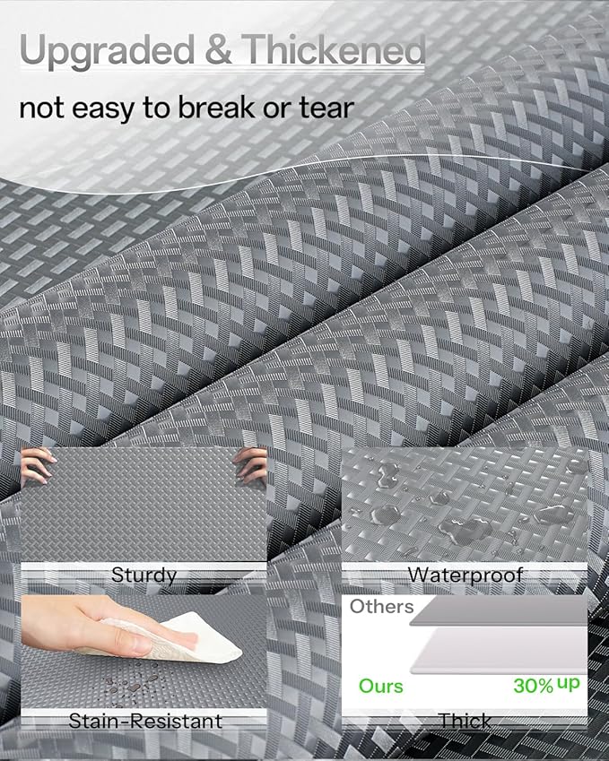 Shelf and Drawer Liner for Kitchen Cabinet, Non-Adhesive 24in x 360in Waterproof Contact Paper Refrigerator Liners Thickened Durable EVA Material Non Slip Mat for Dresser Cupboard Pantry Protector - Image 2
