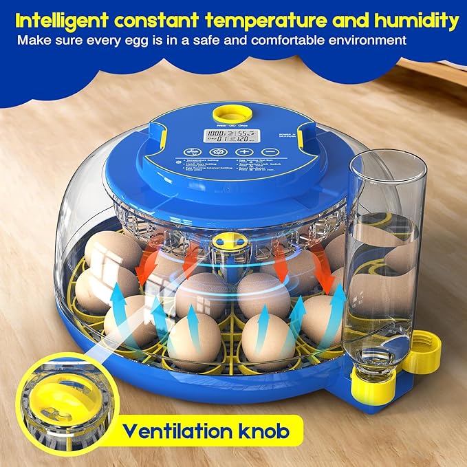 Egg Incubator for Hatching Chicks, 18 Eggs Automatic Egg Turner Multifunctional Smart Incubator 360° Clear Window with Temperature & Humidity Control, Egg Candler for Poultry Chickens Ducks Quails - Image 2
