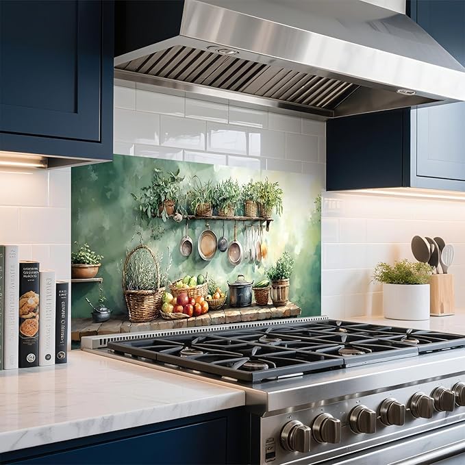 NYZE Kitchen Backsplash Stickers Waterproof Stove Backsplash Protector, 30 X 16 inch Removable Kitchen Wallpaper with Wall Art Decor for Stove Cooking Area(Kitchen Shelf) - Image 3