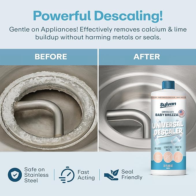 Descaler Compatible with Baby Brezza Machines | 32 Oz | 12 Month Supply | US Made | Free Cleaning Cloth | Descaling Solution Compatible with Baby Appliances | Cleans & Descales - Image 6