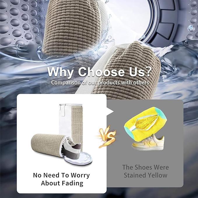 Reusable Sneaker Bag for Washing Machine, Invisible Zipper Design, Protects Shoes in Washing Machine and Dryer, Durable Shoe Bag for Sneakers, Boots(gray) - Image 7