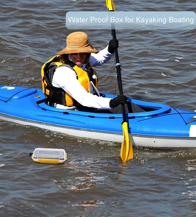 Dry Box Waterproof Box for Kayaking Boat Waterproof Phone Case Watertight Storage Container Diving Dry Boxes Yellow Protective Case, 9" L x 5" W x 2" H - Image 4