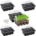 Bonviee 5-Pack Seed Starter Tray Seedling Kits,Plant Starter Kit with Adjustable Humidity Dome and Base Indoor Greenhouse Mini Propagator for Seeds Growing Starting (12 Cells per Tray,Black) by BonvieeDirect