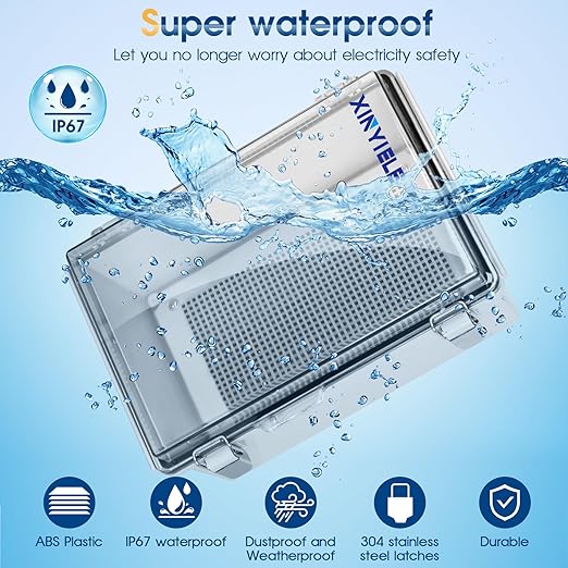 Waterproof Outdoor Project ABS Plastic Junction Box IP67 Weatherproof Dustproof Enclosure with Hinged Cover, Mounting Plate,Wall Brackets for Power Project (Clear, 11"x7.5"x5.5") - Image 2