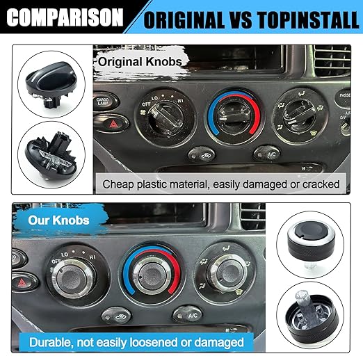 TOPINSTALL Custom 3PCS AC Climate Control Switch Knobs Compatible with 2000-2006 Toyota Tundra Accessories, Air Conditioning AC Heater Blower Fan Control Knobs Replaces 55905-0C010 559050C010 - Image 5