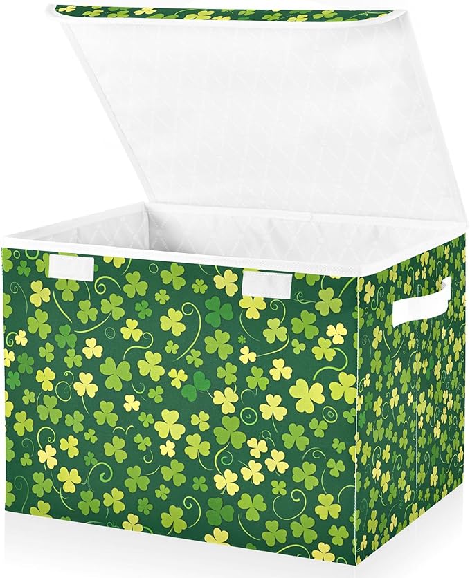 xigua St. Patrick's Day Storage Bins with Lids and Carrying Handle,Foldable Storage Boxes Organizer Containers Baskets Cube with Cover for Home Bedroom Closet Office - Image 2