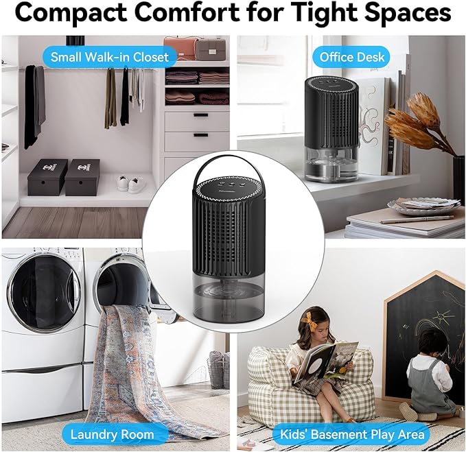 Dehumidifier, 34oz Small dehumidifiers for home, Ultra Quiet (25dB) 350 sq ft Mini Dehumidifier, Portable for Bathroom Bedroom Closet Basement RV, with 7-Color LED, Smart Defrost, Auto Shut-Off - Image 8