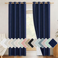 NICETOWN 100% Absolutely Blackout Linen Curtains with Thermal Insulated White Liner, Dark Blue, 52" Wide, 2 Pieces, Privacy Vertical Window Drapes for Office Laundry Living Room Windows 84 inch Long by NICETOWN