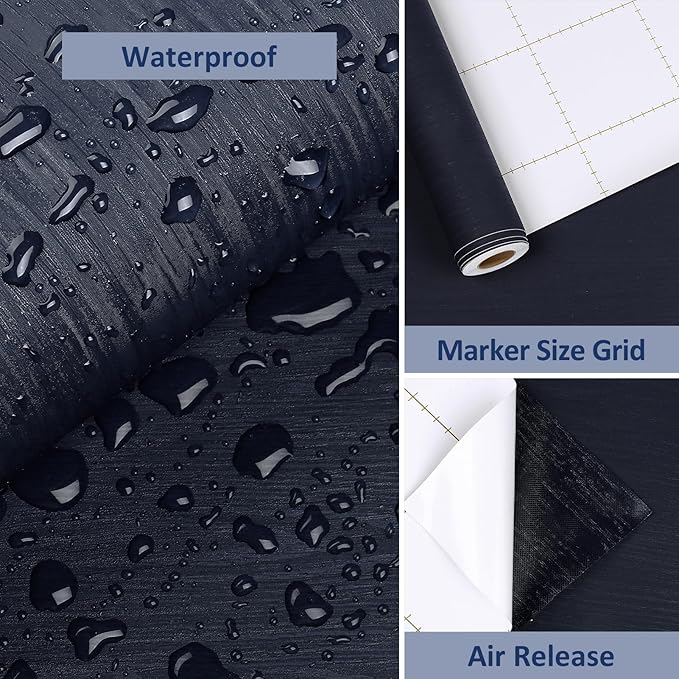 WESTICK Dark Blue Wood Grain Contact Paper for Countertops Waterproof Navy Peel and Stick Wood Wallpaper Self Adhesive Countertop Contact Paper Wooden Vinyl Wrap for Tables Desk Cabinets 15.8" x 196" - Image 6