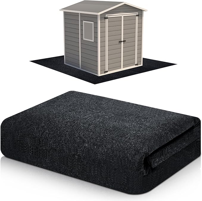 Haull Waterproof Outdoor Storage Shed Mat, 10x10 ft, Felt Surface, Non Slip Backing, Washable, Storage Shed Not Included by Kedauud