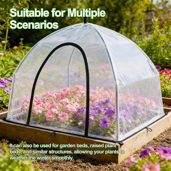 36″*36″*35.5″, Mini Greenhouse Winter Plant Warm Covers - Raised Bed Cover for Seed Starting, Warm Tent Freeze Protection Humidity Domes for Gardening & Winter Shelter and Protecting Plants, 2pcs - Image 4