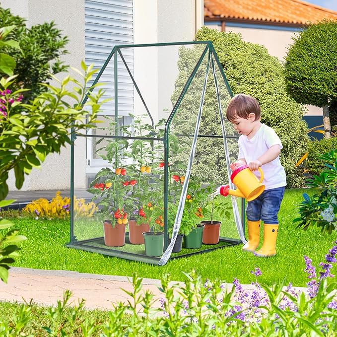 Mini Greenhouse for Indoor Outdoor: Ohuhu Portable Green House with Waterproof Pad for Small Plants Nursery Germination, 36"x36"x58.5" Heavy-Duty PVC Cover Tent Humidity Dome Seedling Accessory - Image 5