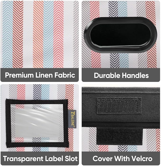 BALEINE File Organizer Box with Lid, Collapsible File Folder Organizer with Plastic Slide, Hanging File Folder Box for Office Document Storage (1 Pack, Color Stripe) - Image 7