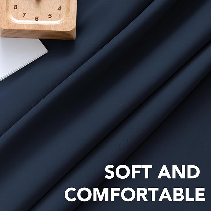 H.VERSAILTEX Blackout Curtains Thermal Insulated Window Treatment Panels Room Darkening Blackout Drapes for Living Room Back Tab/Rod Pocket Bedroom Draperies, 52 x 54 Inch, Navy Blue, 2 Panels - Image 5