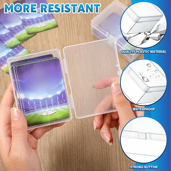 Vicenpal 80 Pcs Playing Card Boxes Clear Plastic Deck Cases Trading Card Storage Boxes Game Cases Holder 4.45 x 2.91 x 1.35 Inch - Image 3