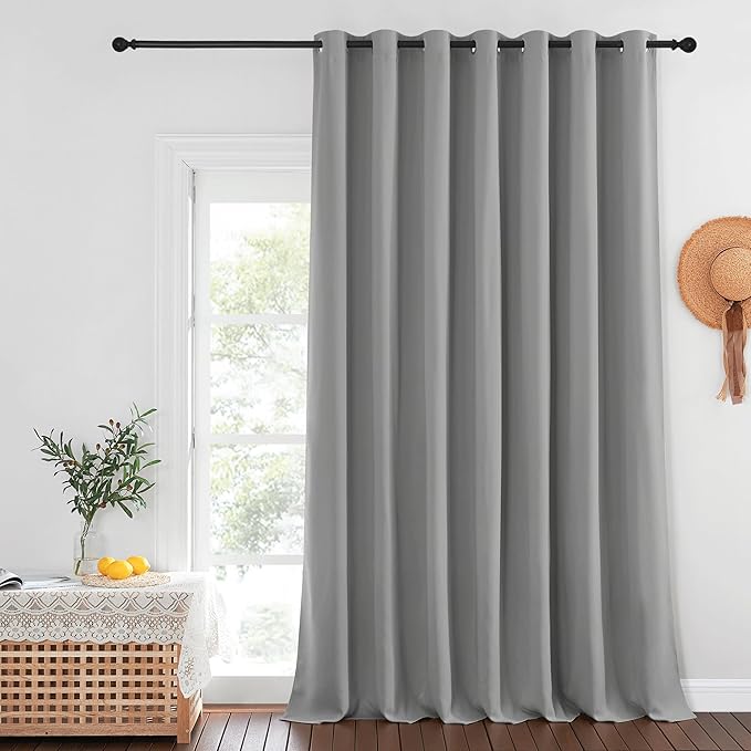 NICETOWN Blackout Curtains for Sliding Glass Door Room Divider Noise Reduce Curtain Panel Portable Window Screen Sliding Partition, W100 x L102 inches, 1 Panel, Silver Grey by NICETOWN