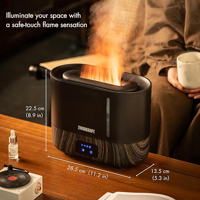 ZMARKRAFT® 3L Large Humidifier with Special Flame Light Effect, Quiet Ultrasonic Humidifying, Top Fill and Adjustable Mist Level, Cool Mist Humidifier for Any Season for Bedroom and Living Room - Image 2