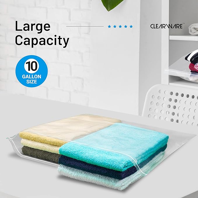4 Count - Large Storage Bags With Zipper Top, 10 Gallon Size 24" x 24", Extra Large Plastic, For Clothes, Travel, Moving, BPA-Free, Heavy Duty 3-Mil Thick - Image 7