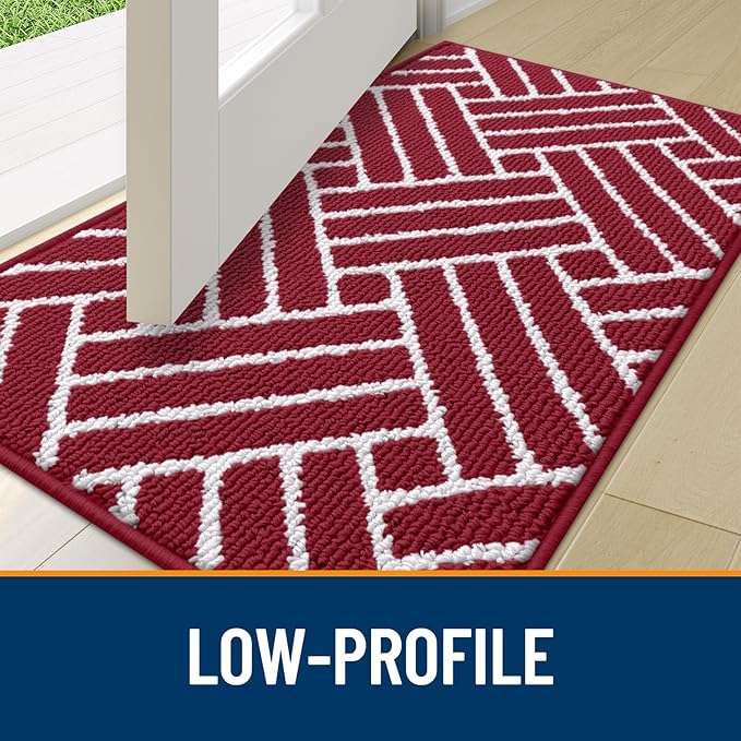 OLANLY Indoor Door Mat, 36x24 Inch, Dirt Resistant and Absorbent, Non-Slip Rubber Backing Floor Mats, Easy Clean Low-Profile Doormat for Entryway, Front Door, and Inside Entrance, Burgundy - Image 4