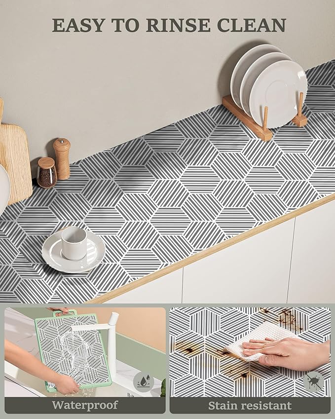 Shelf Liner Drawer Liner for Kitchen Cabinet, 17.5In x 20FT Non-Adhesive Slip Resistant Cabinet Liners, Thickened Strong Grip Waterproof Shelf Paper Protect Cupboard, Dresser, Bathroom Drawers, Gray - Image 5