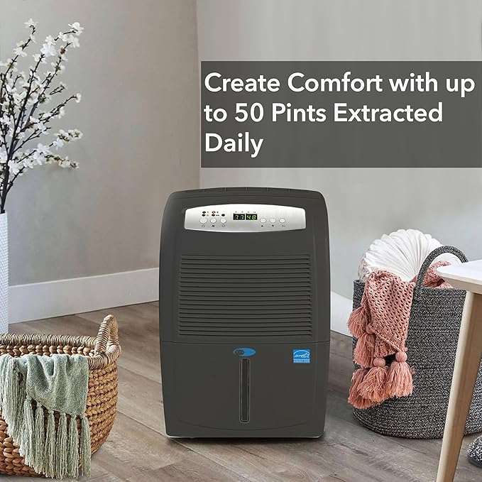 Whynter 50 Energy Star Pint High Capacity up to 4000 sq ft Gray Portable Dehumidifier with Pump, Black - Image 3