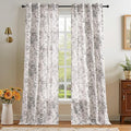 jinchan Linen Floral Curtains 96 Inch Length for Living Room Bedroom Light Filtering Farmhouse Peony Flower Drapes Rustic Window Curtain Set Rod Pocket Back Tab 2 Panels Black by JINCHAN