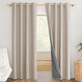 NICETOWN Farmhouse Style 100% Blackout Oatmeal Linen Curtains 90 inches Length, 2 Panels, 52" W, Room Cooling Window Draperies with Thermal Insulated Liners for Dining Room by NICETOWN
