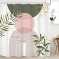 Green Pink Boho Shower Curtain 72Wx72H Modern Bohemian Abstract Sage Green Gold Leaves Plant Botanical Minimalist Bathroom Decor Geometric Neutral Bath Curtain Fabric Polyester 12 Pack Hook by MitpokBrand