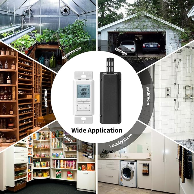 Ortis New 2024! Humidity Sensor Switch, in-Wall Bathroom Fan Automated Control Switch, Separate Sensor for Better Moisture Detection, 328ft Range, 110/220V, Keep Your Room Dry - Image 8