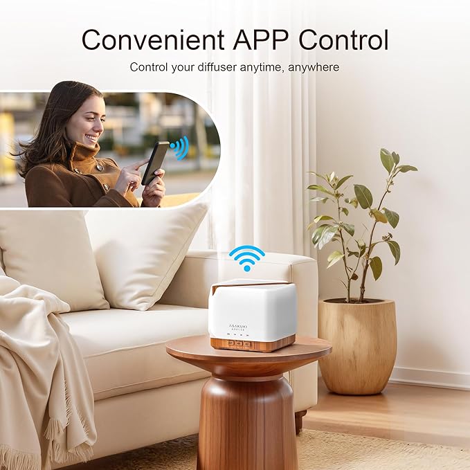 ASAKUKI Smart WiFi Essential Oil Diffuser, Large 700 ml Cool Mist Humidifier, Easy Connect with Alexa and Google Home, Phone App & Voice Control, Customized Schedule Timers and LED Light - Image 3