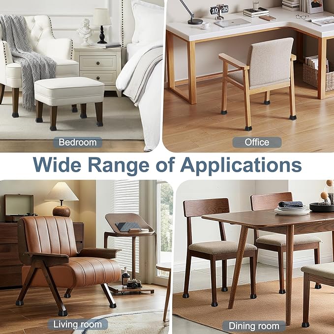 24PCS Square Chair Leg Floor Protectors for Hardwood Floors, Thicken Rubber Chair Leg Cap Covers, Non Slip Furniture Leg Pads to Protect Wood Tile Floors from Scratches and Reduce Noise - Image 7