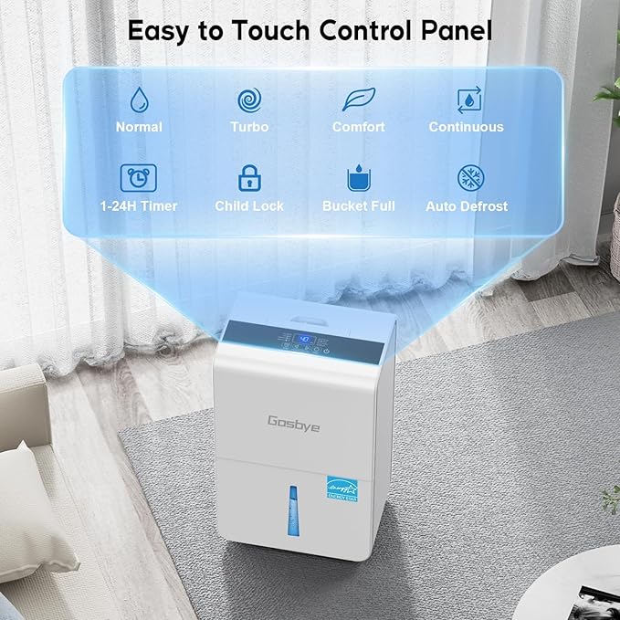 4500 Sq.Ft. 2025 Energy Star Dehumidifier for Basement & Large Rooms with Drain Hose, Max 115 Pints/Day | 45dB Quiet Compressor | 1.7 Gal Water Tank | Auto Shut-Off & Restart, White - Image 4