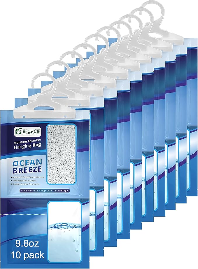 Emily's Choice Ocean Breeze Hanging Moisture Absorber 9.8oz (10 Pack) - Eliminates Musty Odors for Fresher,Ideal for Closet, RV, Boat,Large 16oz / 500ml Catch Basin/Comparable to Damp Rid - Image 3