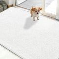 OLANLY Dog Door Mat for Muddy Paws 48x30, Absorbs Moisture and Dirt, Absorbent Non-Slip Washable Doormat, Quick Dry Chenille Mud Mat for Dogs, Entry Indoor Entryway Carpet for Inside Floor, White by OLANLY