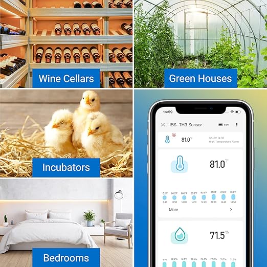 INKBIRD WiFi Thermometer Hygrometer Monitor, Smart Temperature Humidity Sensor IBS-TH3 with App Notification Alert, 1 Year Data Storage Export, Remote Monitor for Greenhouse Wine Cellar Baby Room - Image 9