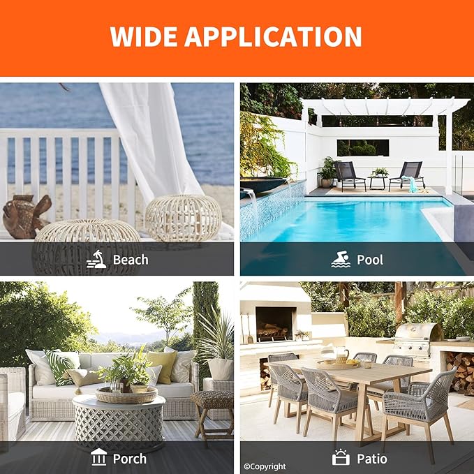 Waterproof Outdoor Curtain W84 x L84 - Grommet Top Sunlight Blocking Window Treatment Drapes Blackout Curtains for Home Bedroom Living Room Outdoor Patio Porch Gazebo (Orange, 2 Panels) - Image 8