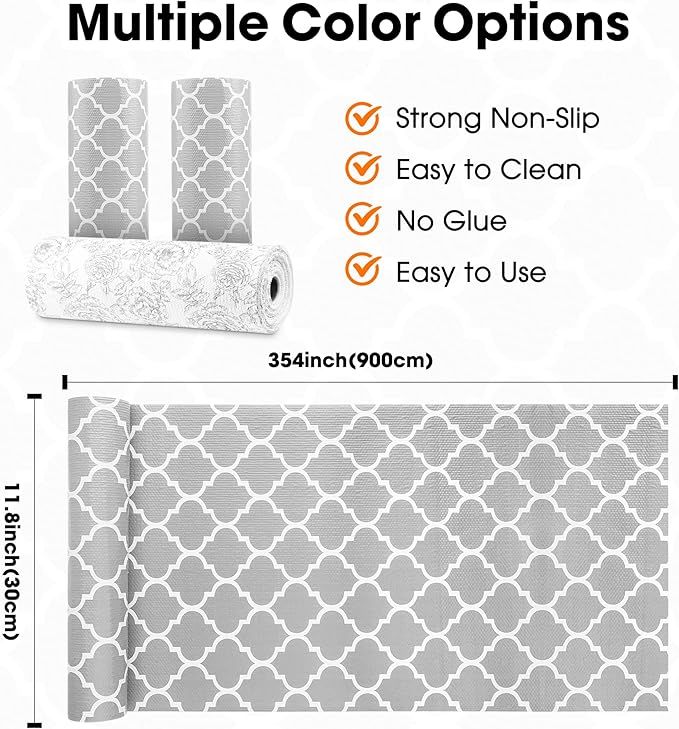 Drawer and Shelf Liner for Kitchen Cabinets Non-Adhesive, Non-Slip Cabinet Liner Shelf Paper Strong Grip Waterproof Easy to Clean for Kitchen Shelves Cupboard, Gray Lantern,12IN X 30FT - Image 9