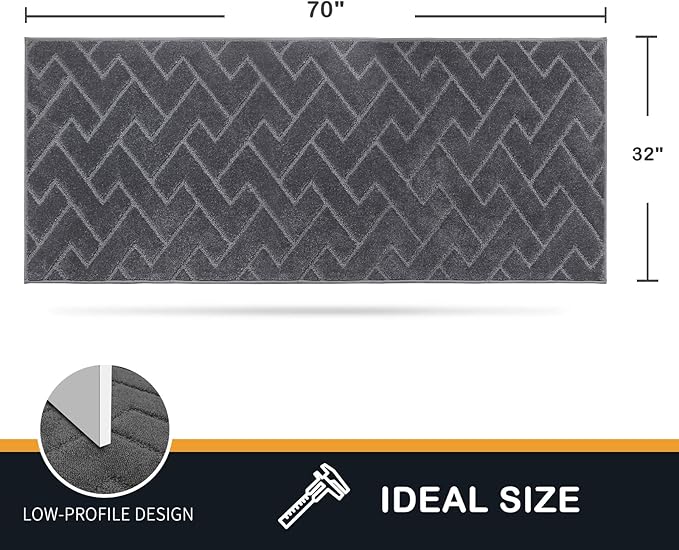 PURRUGS Dirt Trapping Door Mat 32" x 70", Non-Slip Machine Washable Entry Rug, Dog Doormat, Indoor Front Door Mat, Super Absorbent Entryway Rug for Muddy Shoes & Paws, Grey - Image 2