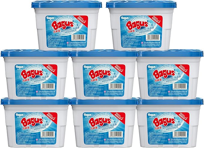 Moisture absorbers Boxes (8 Pack) - 10.5 Oz, Dehumidification Box, Moisture Absorber for Closet, Bathroom, Storage, Kitchens, Basement, Laundries, Spaces, Studies, Car, Boats, RVs, Boat. by Bagus